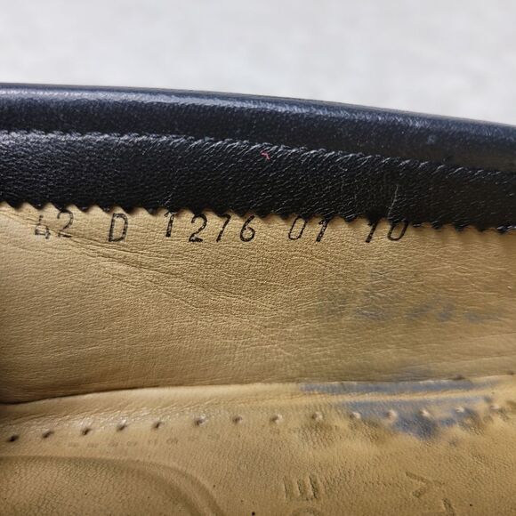 Santoni Men\'s Loafer Shoes Size 10 D Black Leather Round Toe Tassel Dress Shoes